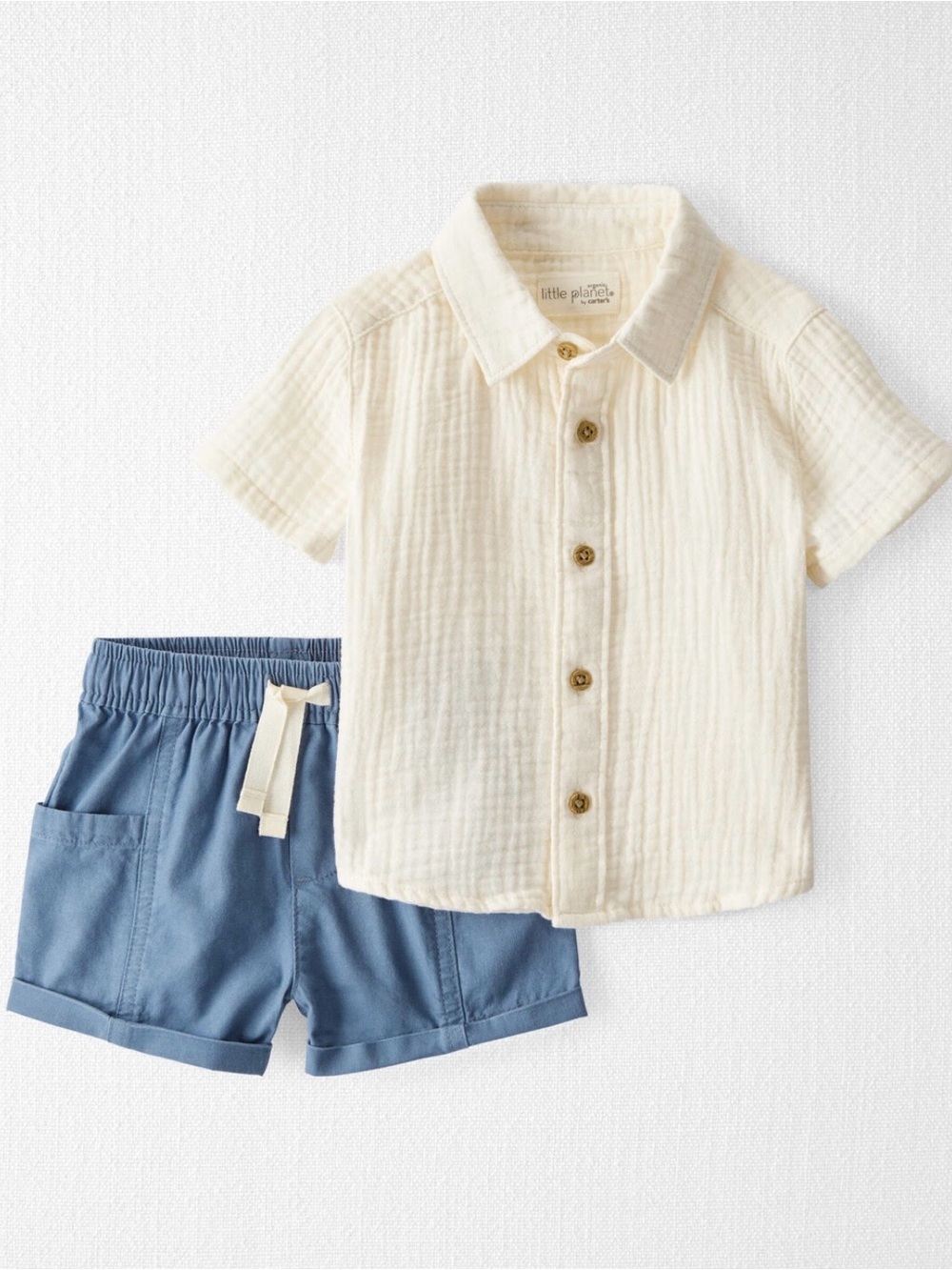 Little Planet Organic Cotton & Linen Set - Button Up Shirt & Shorts NWT 12M